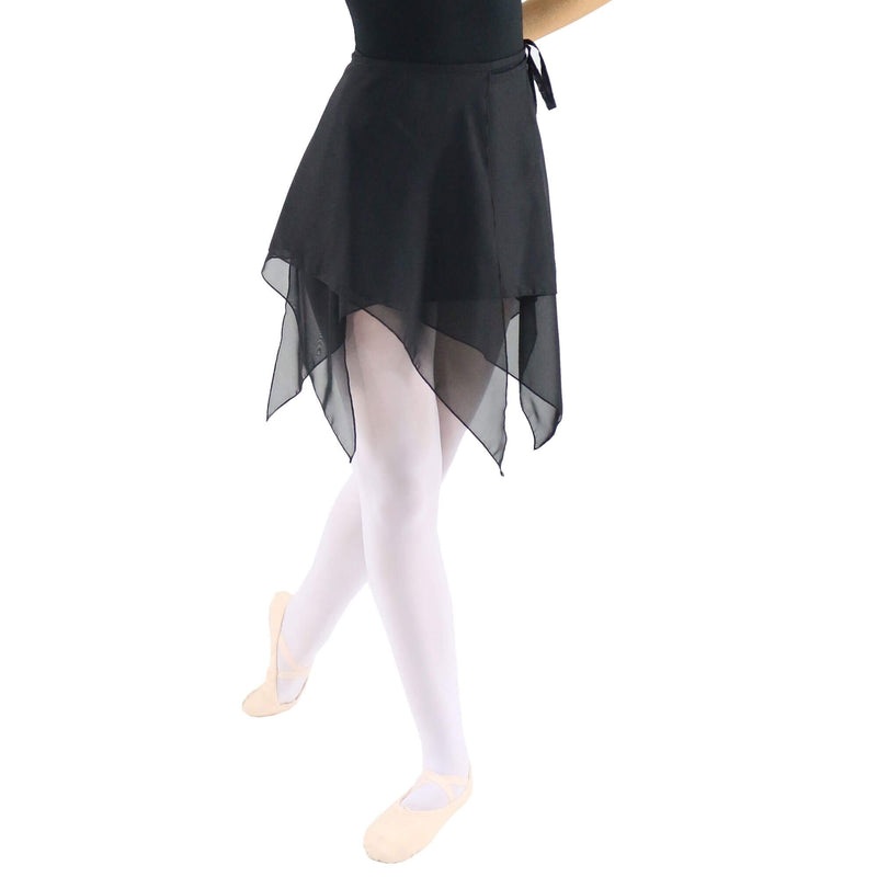 [AUSTRALIA] - Danzcue Womens Asymmetric Ballet Dance Wrap Skirt Medium-Large Black 
