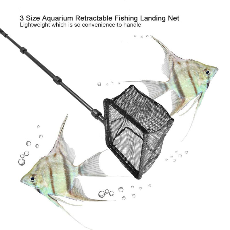 Pssopp Aquarium Fishing Landing Net Retractable Fish Tank Fishing Net Square Fish Shrimp Net Floating Objects Clean Tools for Fish Catch and Release Medium - BeesActive Australia