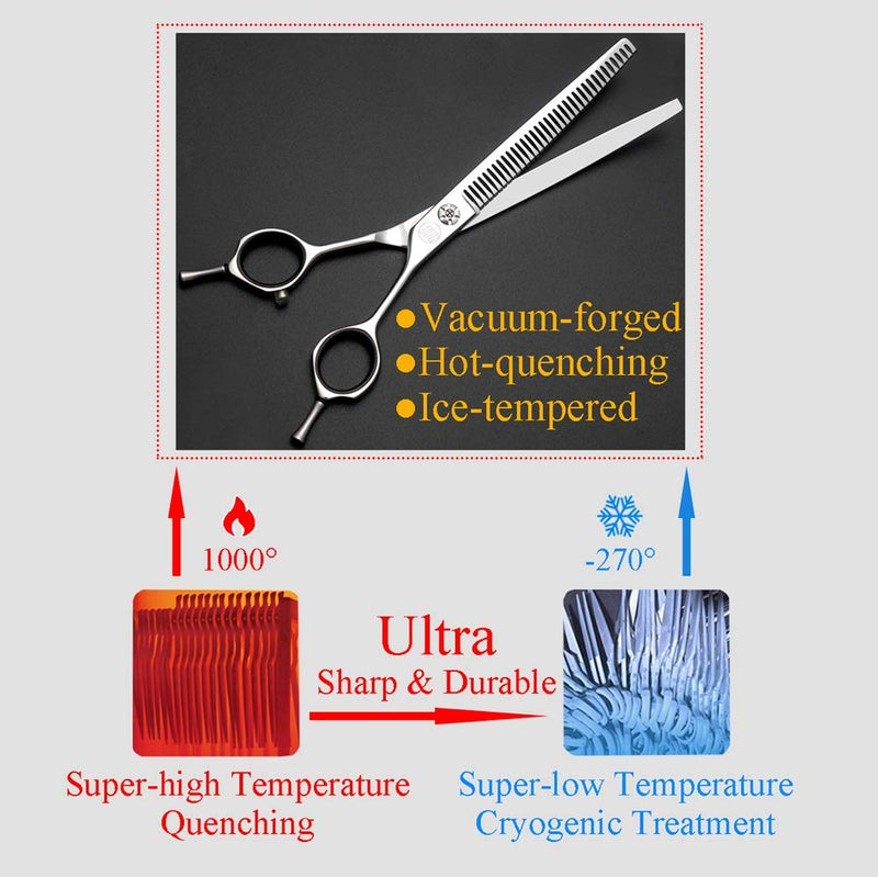 Moontay Professional 7.0" Dog Grooming Chunkers Scissors, Upward Curved Pets Grooming Thinning/Blending Shears - Japan 440C Stainless Steel for Pet Groomers or Family DIY Use 7.0 inches 35 Teeth - BeesActive Australia