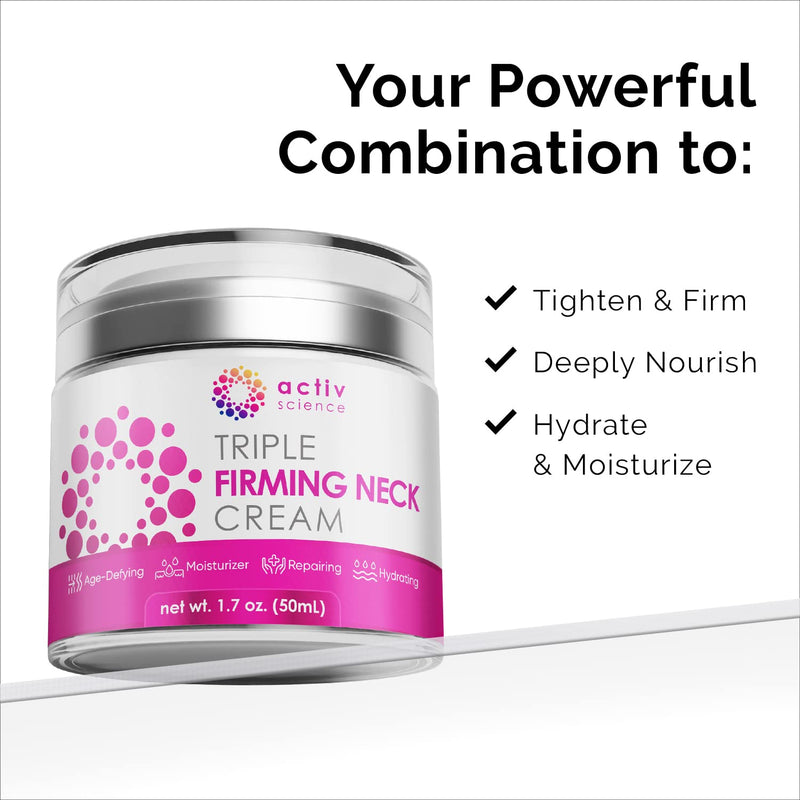 ACTIVSCIENCE Neck Firming Cream - Natural Anti-Aging Facial Moisturizer with Retinol, Collagen & Hyaluronic Acid - Day & Night Anti-Wrinkle Cream - Firming, Hydrating Face Cream - 1.7Oz Original 1.7 Fl Oz (Pack of 1) - BeesActive Australia