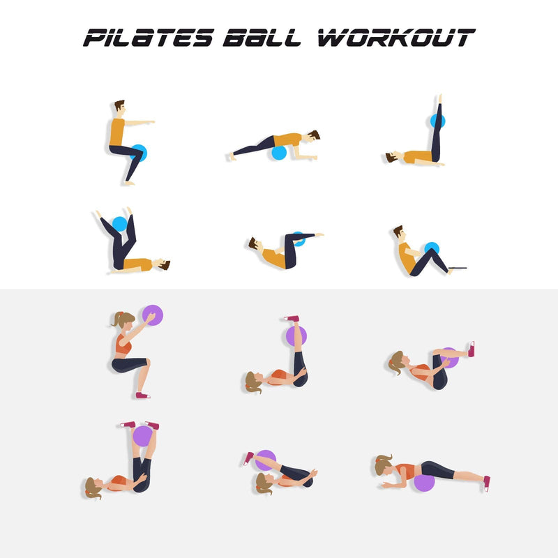 Cikyner Soft Pilates Ball, Small Exercise Ball 23-25cm Mini Gym Ball with Inflatable Straw, Suitable for Pilates, Yoga, Full body Training, Physical Therapy and Balance improving at Home, Gym & Office blue - BeesActive Australia