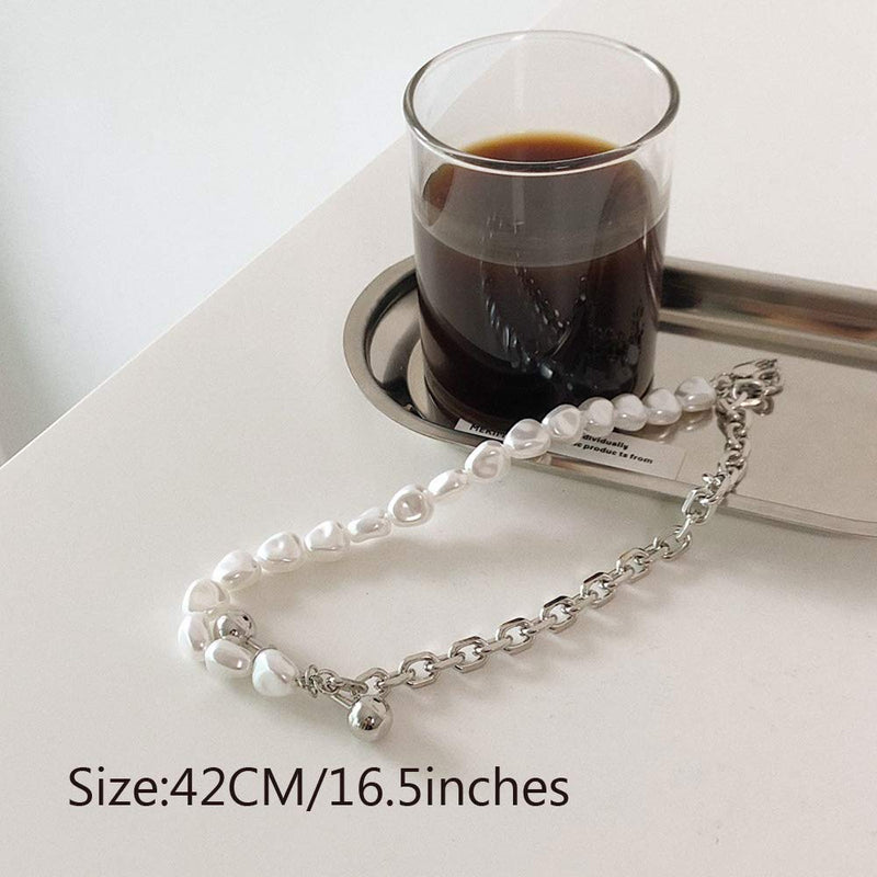 Missgrace Silver Punk Chains Necklace for Goth Women Teen Girls Boys Layered Pearls Pendants Necklaces Set Alloy Jewelry - BeesActive Australia