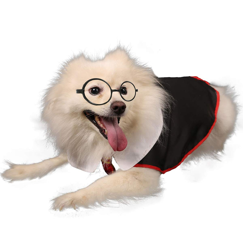 Coomour Dog Costume Pet Wizard Shirt Cat Soft Clothes for Dogs Cats Soft Hoodies with Glasses Small(Neck:14") Red03 - BeesActive Australia