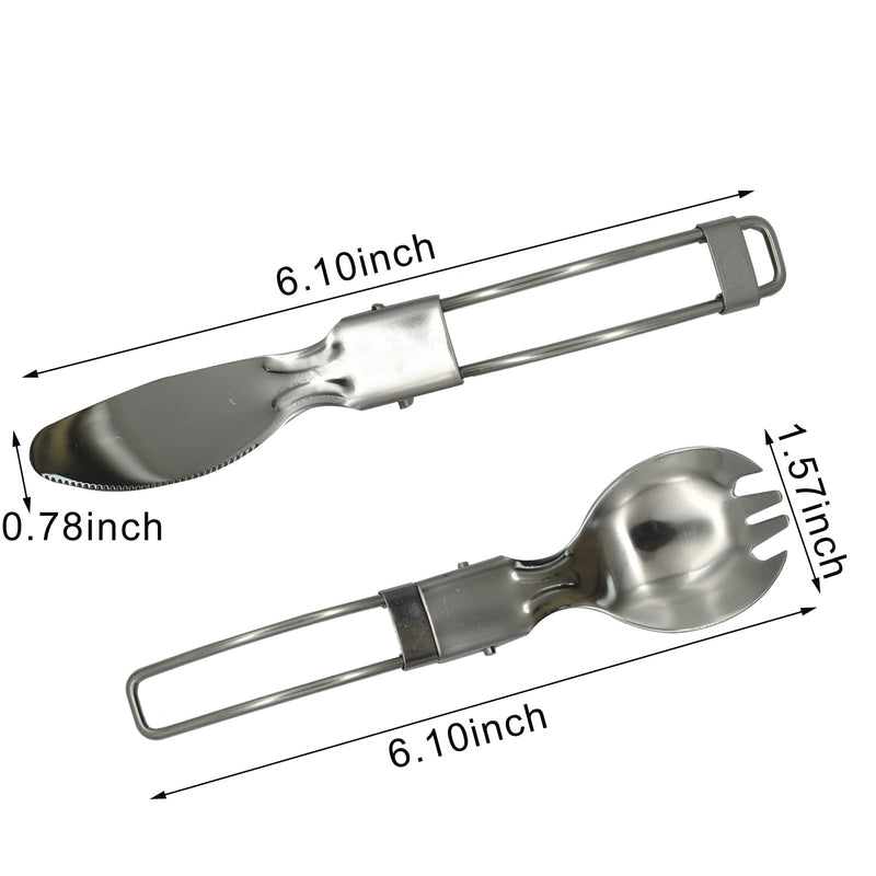 Pinenjoy 4Pcs Folding Camping Utensils Set Protable 18/10(304) Stainless Steel Flatware include Spoon Fork Knife for Picnic Travel Hiking Backpacking - BeesActive Australia