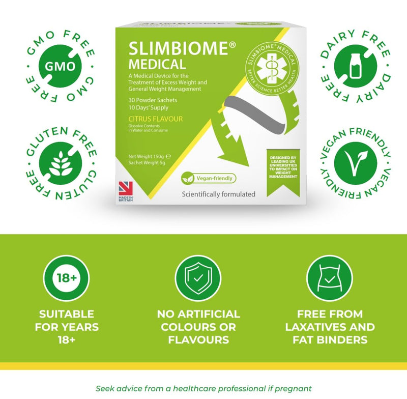 SlimBiome® Medical, Nutritional Supplement, High Strength, Vegan, 5g per Serving, 30 Sachets - BeesActive Australia