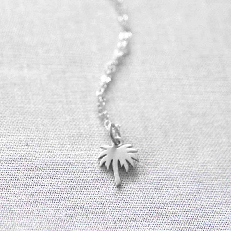 Sakytal Boho Palm Tree Necklace Cocount Tree Pendant Necklaces Chain Jewelry Adjustable for Women and Girls (Silver) Silver - BeesActive Australia