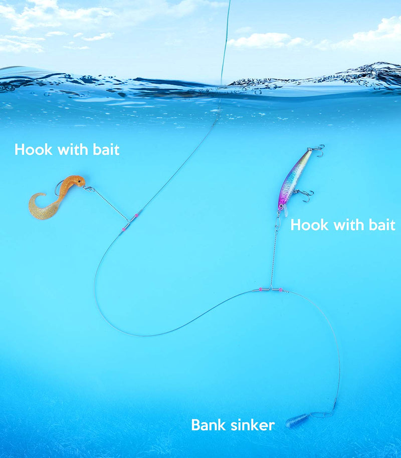 Scotank Fishing Leaders, Fish Line Stainless Steel Wire with Swivels Snap Connect Fishing Gear and Equipment Tackle Kit, for Lures Bait Rig Or Hooks, Fishing Gift 2 Arm Leader - BeesActive Australia