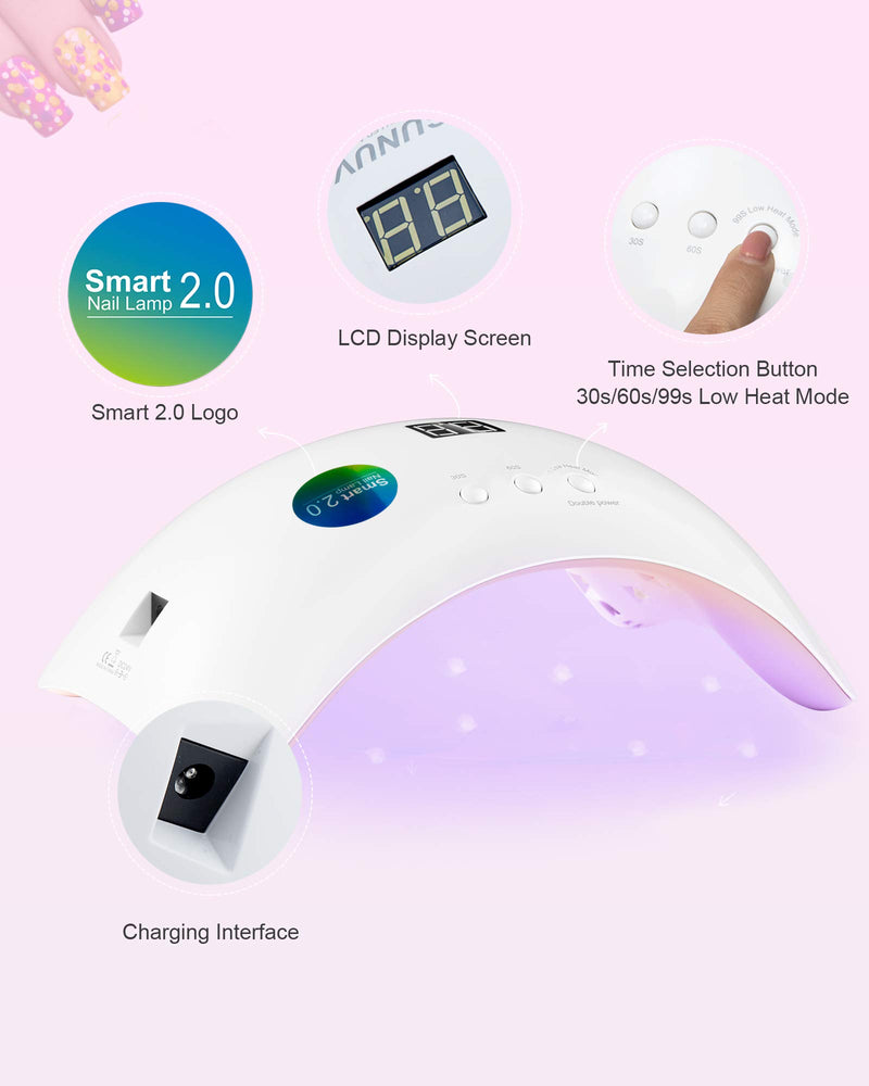 Gel UV LED Nail Lamp,SUNUV Nail Dryer 36W Gel Curing Light for Nail Polish with Aotu Sensor 3 Timers SUN8 Pink - BeesActive Australia