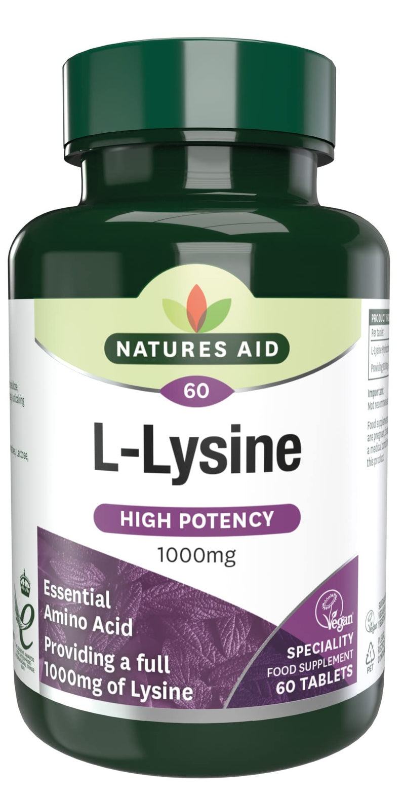 Natures Aid L-Lysine 1000mg 60 Tablets (Pack of 3) - BeesActive Australia