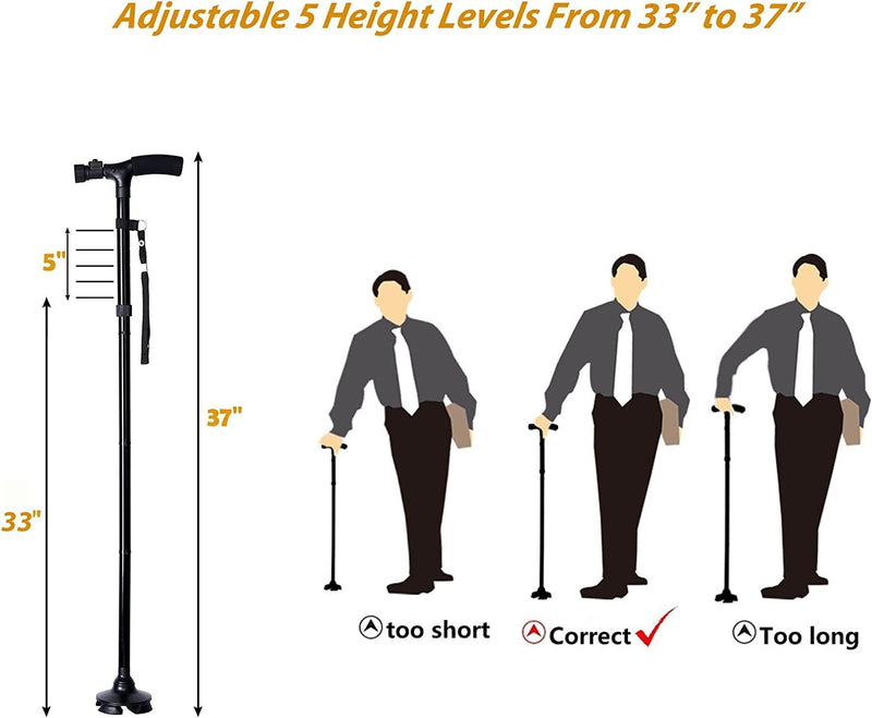 Walking Stick, Ohuhu LED Folding Walking Cane Walking Stick With Adjustable LED Lights Carrying Bag For Men/Women - BeesActive Australia