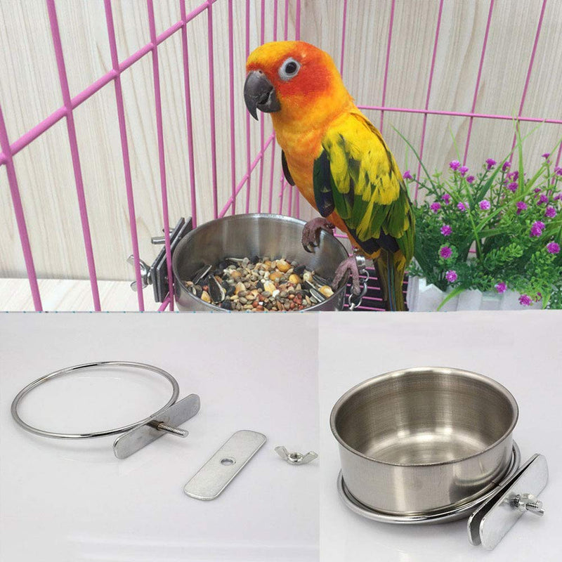 Old Tjikko Pet Feeder Water,10oz 20oz 30oz Bird Hamster Small Animal Cup with Holder,Stainless Steel Cage Coop Hook Cup for Small Animal Cage Bowl 2pc-10oz Stainless Steel Bowl - BeesActive Australia
