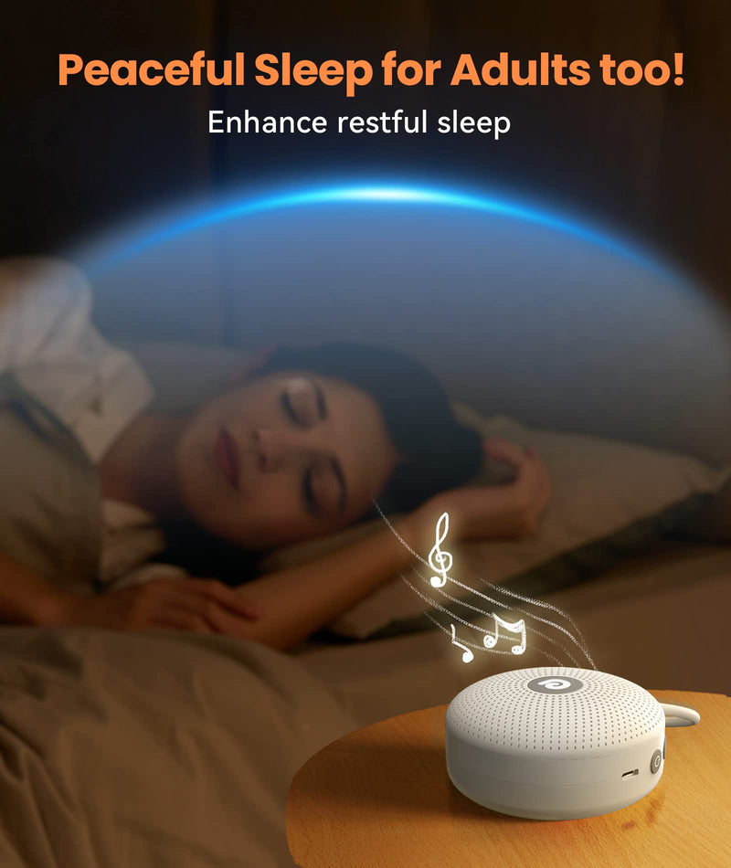 White Noise Machine, Dreamegg Portable Sound Machine Baby Features Powerful Battery, D11Max Sleep Aid Sound Machine for Baby Adults 21 Soothing Sounds for Sleeping Nursery Travel Gift USB Rechargeable Classic White - BeesActive Australia