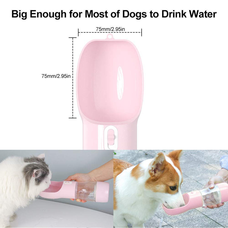 Misthis Dog Travel Water Bottle,Portable Dog Water Bottle Pet Drinking Bottle Drink Cup Dish Bowl Dispenser for Walking Traveling Hiking, Multifunctional Outdoor Water&Food Bowl for Dogs and Cats Pink - BeesActive Australia