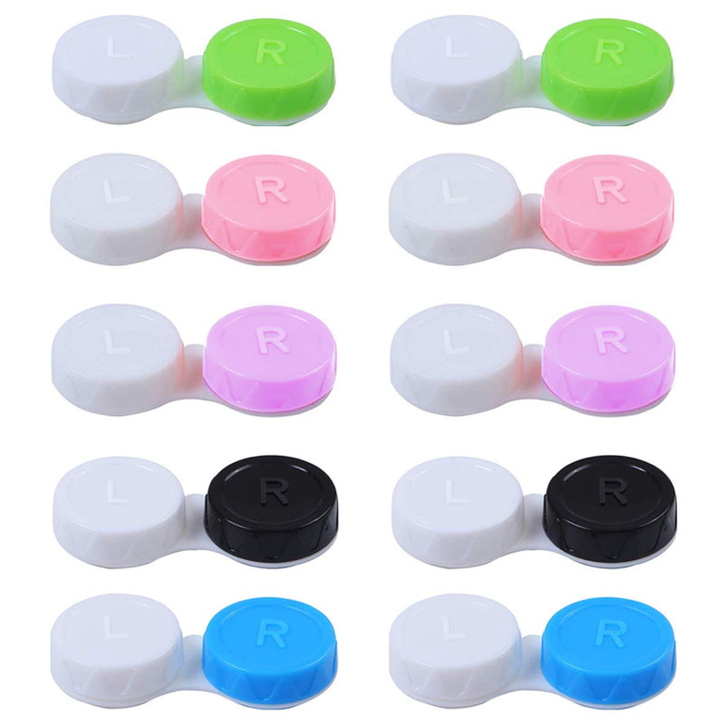 Jinlaili 20PCS Travel Contact Lens Cases, Portable Contact Lens Travel Kit Case, Mini Box Container Contact Lens Holder, Contact Lens Soaking Storage Case with L and R Caps - Green Blue Black Pink - BeesActive Australia