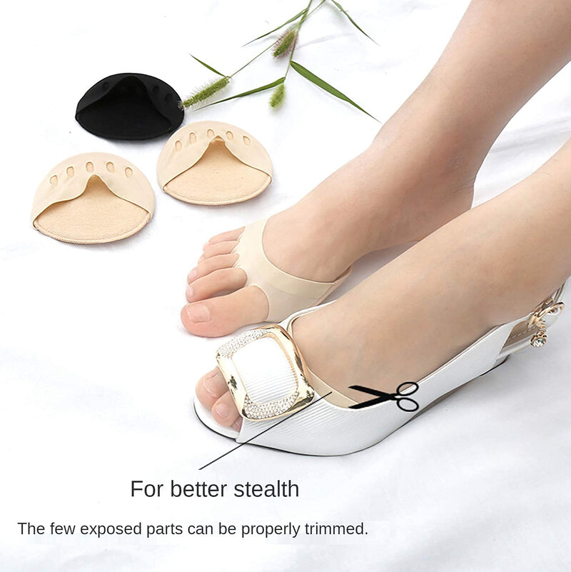 Foot Pads(3pairs) Reusable Soft Ball of Foot Cushions Forefoot Pads for Women Prevention Pain Relief Honeycomb Fabric Toe Socks, 5 Toes, Sweat Absorbent, Non-Slip, Foot Cover, Inner Socks heyveen Black White Apricot - BeesActive Australia