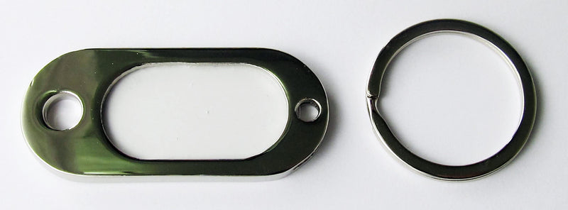 HEAVY DUTY QUALITY NICKEL PLATED METAL KEY TAG FOB WITH BLANK INSERT FOR YOUR OWN TEXT - BeesActive Australia
