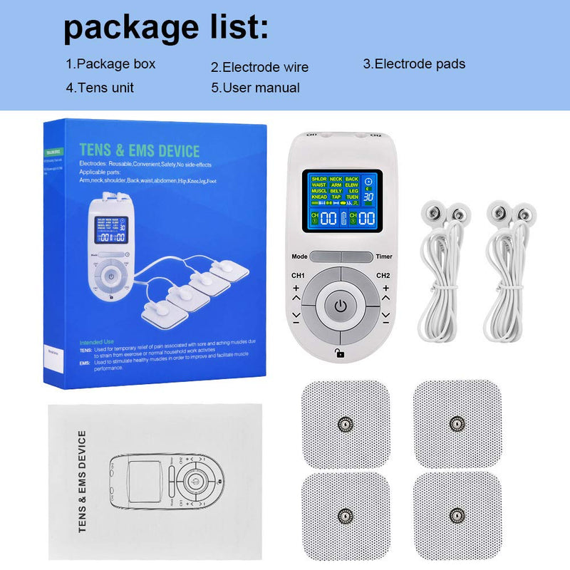 TENS & EMS Massage Device with 12 TENS Modes-Therapy Massager for Pain Muscle Back Neck Stress Sciatic Relief Muscle Nerve Stimulators - BeesActive Australia