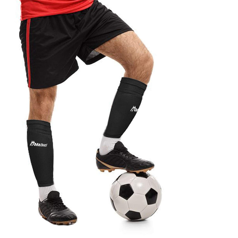 Malker Soccer Shin Guards for Kids Youth Adults Shin Guards Pads with Sleeves, Lightweight and Compact, Protective Soccer Equipment Black Large - BeesActive Australia