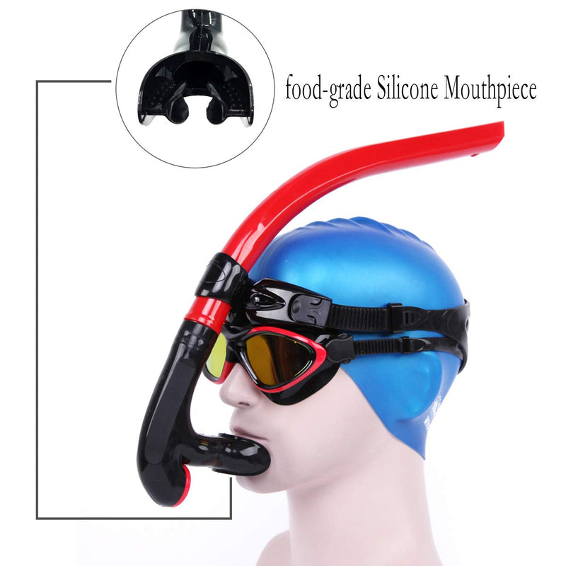 [AUSTRALIA] - Panzexin Swim Snorkel, One-Way Purge Valve Swimmers Snorkel for Lap Swimming Training Snorkeling, Front Mounted Training Gear with Comfortable Silicone Mouthpiece Red 