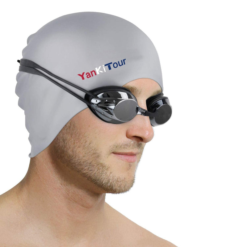 YanKiTour Swim Goggles Set, Anti Fog Swim Goggles for Men Women Adult Silver - BeesActive Australia