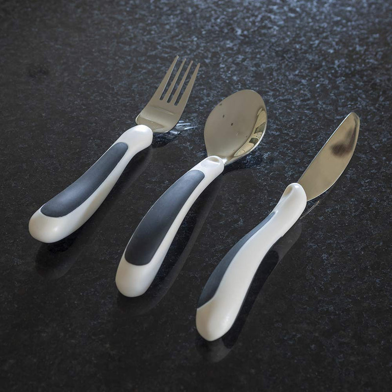 NRS Healthcare M80270 Kura Care Adult Cutlery Set, Easy Grip Set, Black & White Single - BeesActive Australia