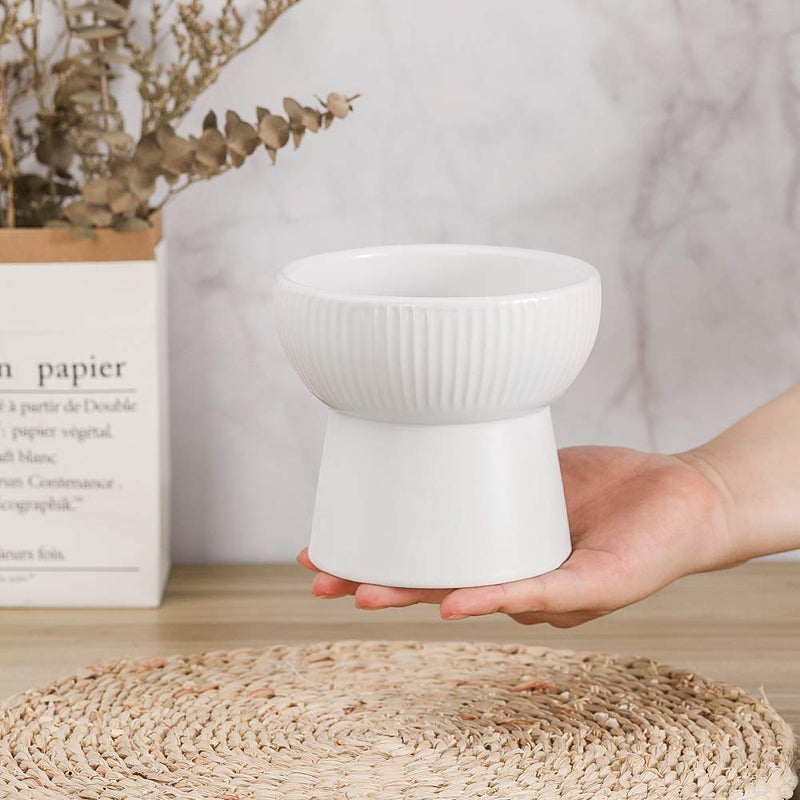 Ceramic Raised Cat Bowls, Elevated Food or Water Bowls, Stress Free, Backflow Prevention, Dishwasher and Microwave Safe, Lead & Cadmium Free style 1 White - BeesActive Australia