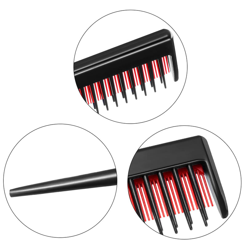 3 Piece Triple Teasing Comb, Rat Tail Combs for Women, Tool Structure Tease Layers Rattail Comb, Rat Tail Comb for Back Combing Root Teasing, Adding Volume, Evening Styling (Black and Red) Black and Red - BeesActive Australia