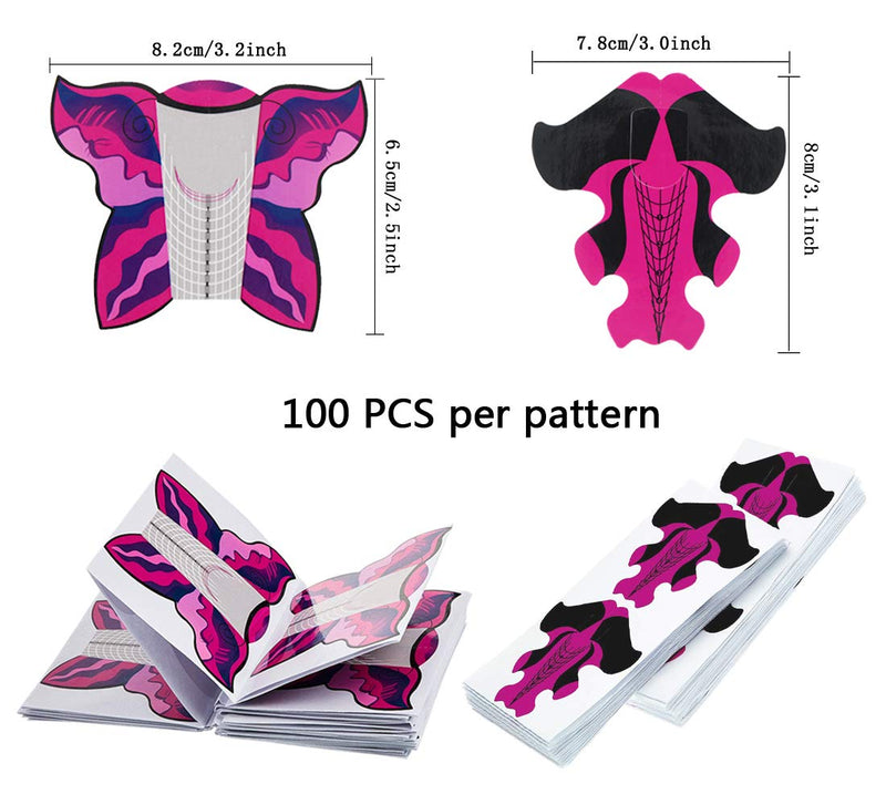 200 PCS Nail Form Extension Guide Stickers Acrylic UV Gel Self-Adhesive Nail Art Shape Manicure DIY Tool for Manicure Salon (Fish & Butterfly) Fish & Butterfly - BeesActive Australia