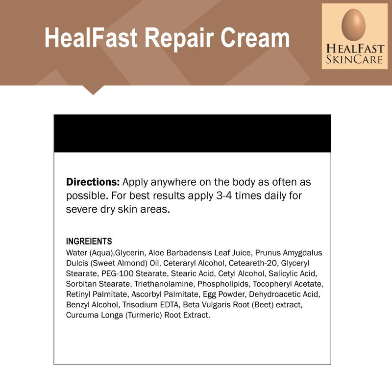 HealFast Skin Repair Cream | Deep Moisturizing Lotion for Dry Itchy & Sensitive Skin - Fights Rashes, Dryness, Stretch Marks, Sunburn, Bed Sores and Everything in Between - Ovasome Technology – 4 Oz - BeesActive Australia