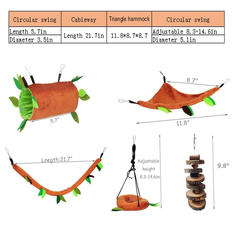 Hamiledyi Hamster Hammock Small Animals Hanging Warm Bed House Organic Natural Apple Wood Chewing Stick Rat Cage Nest Accessories Toy Hanging Tunnel and Swing for Sugar Glider Squirrel - BeesActive Australia