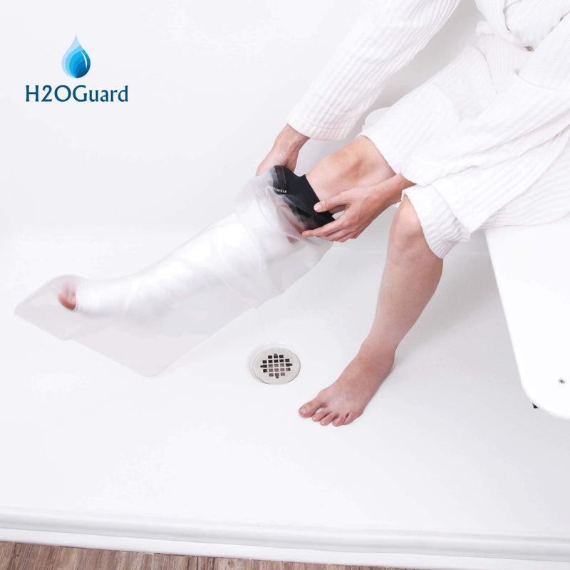 Waterproof Leg Protector for Cast and Bandage with a Hygiene Mitt - Adult Half-Leg Design for Shower or Bath by H2OGuard - BeesActive Australia