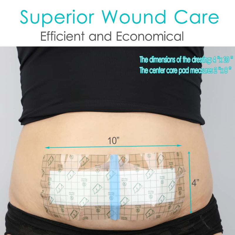 25 Pcs Waterproof C-Section Incision Shower Protector Bandage 4"x10" for Post Abdominal Surgery Hysterectomy Tummy Tuck Belly Recovery Gifts Long Surgical Incision Adhesive Wounds Cover Women Patients 4x10 Inch (Pack of 25) - BeesActive Australia