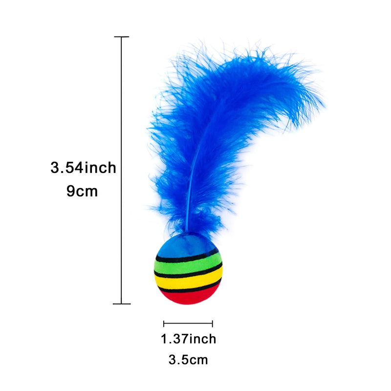 PET SHOW Pack of 5pcs 1.4” Cat Toys Balls Soft EVA Foam with Feathers Colorful Rainbow Toy Balls Interactive Kitten Cats Small Dogs Puppies Doggies Quiet Indoor Outdoor Play Activity Chase Training - BeesActive Australia