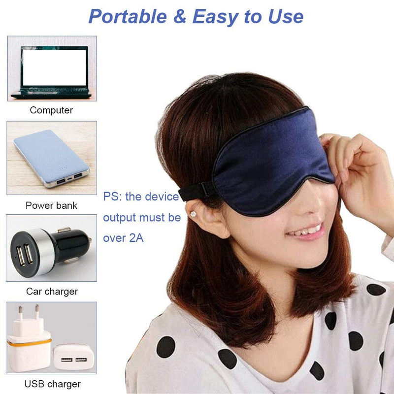 Silk Heated Eye Mask, PJYU Hot Eye Compress for Dry Eyes, Puffy Eyes, Blepharitis Treatment, Relieve Eye Strain, Styes Eye, MGD and Dry Eye Syndrome (Navy Blue) - BeesActive Australia