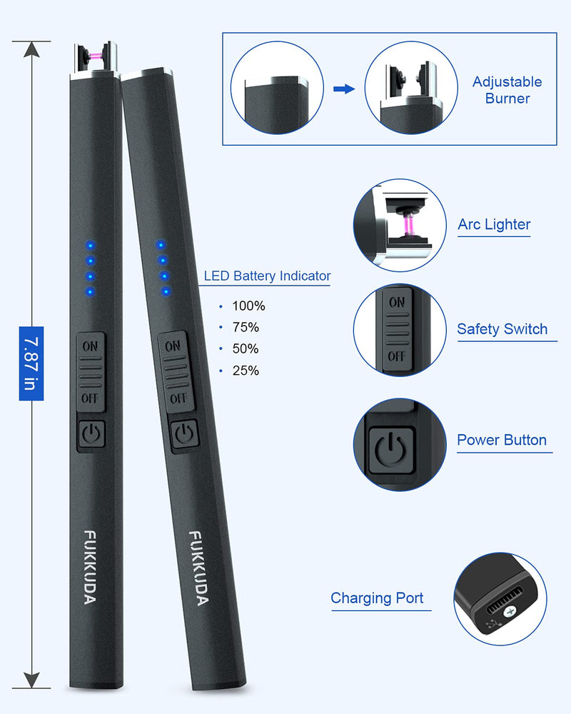 Electric Candle Lighter Plasma Arc Lighters Windproof & Flameless with USB Rechargeable Battery Double Safety Switch (Obisidian Black) Obsidian Black - BeesActive Australia