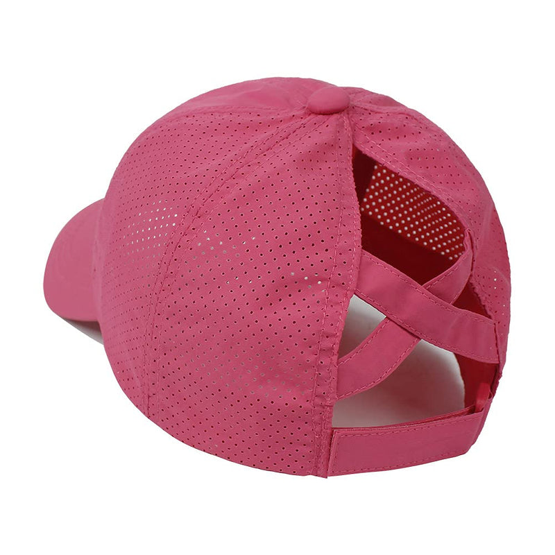 FASHIXD Ponytail Baseball Cap for Women Mesh Quick Dry Baseball Hat with Ponytail Hole Rose Red - BeesActive Australia