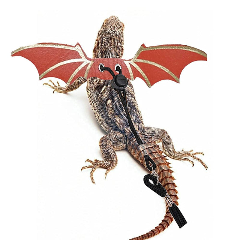 Lizards Leash Bearded Dragon Adjustable Small Reptile Animals Harness 3 Size Soft Leather Harness Lizards Leash with Wing for Small Medium and Large Reptile Animals Orange - BeesActive Australia