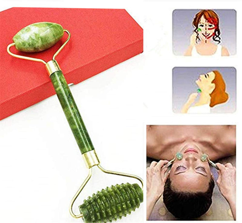 Emerald Facial Roller Massager Anti-wrinkle and relieve edema, facial ridged roller natural Xiuyan jade rejuvenates the skin - BeesActive Australia