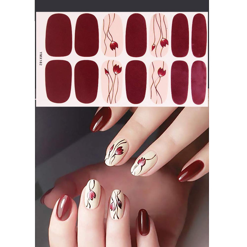 SILPECWEE 6 Pieces Adhesive Nail Polish Stickers Strips And 1Pc Nail File Flower Nail Wraps Decals Manicure Kit For Women - BeesActive Australia