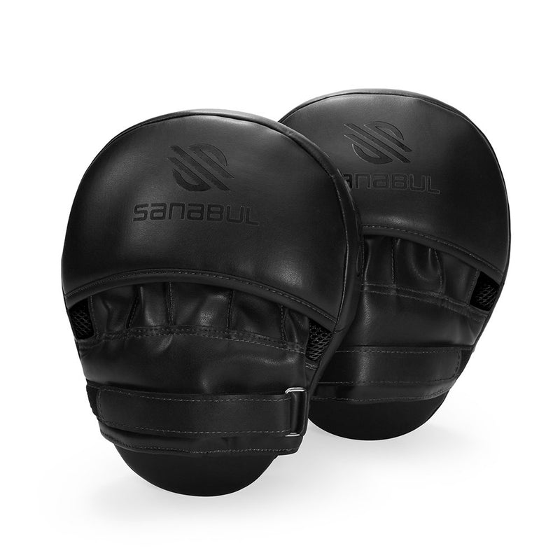 Sanabul Essential Curved Boxing MMA Punching Mitts AllBlack - BeesActive Australia