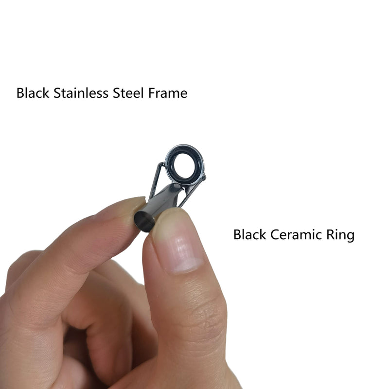 8pcs Fishing Rod Tip Repair Kit Rod Top Tips Replacement Fishing Rod Tips Stainless Steel Ceramic Ring Guide Tips Black Large Fishing Rod Tips - BeesActive Australia