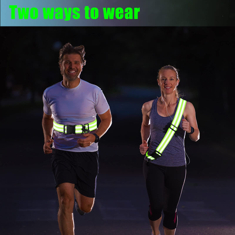 Saintrygo Reflective Sash 2 Pieces Reflective Running Gear High Visibility Safety Reflective Sash Reflective Jacket Adjustable Reflective Sash for Walking Cycling at Night Fluorescent Green - BeesActive Australia