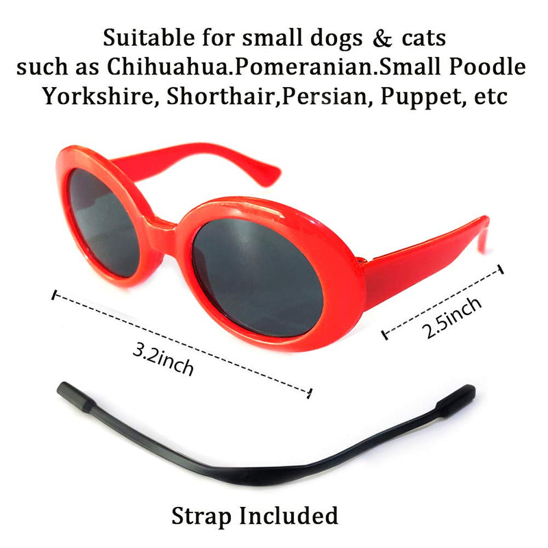 Retro Oval Small Dogs Cats Eye Wear Party Favors Pet Sunglasses Set Cute Funny Cosplay Dolls Costume Photo Props - BeesActive Australia