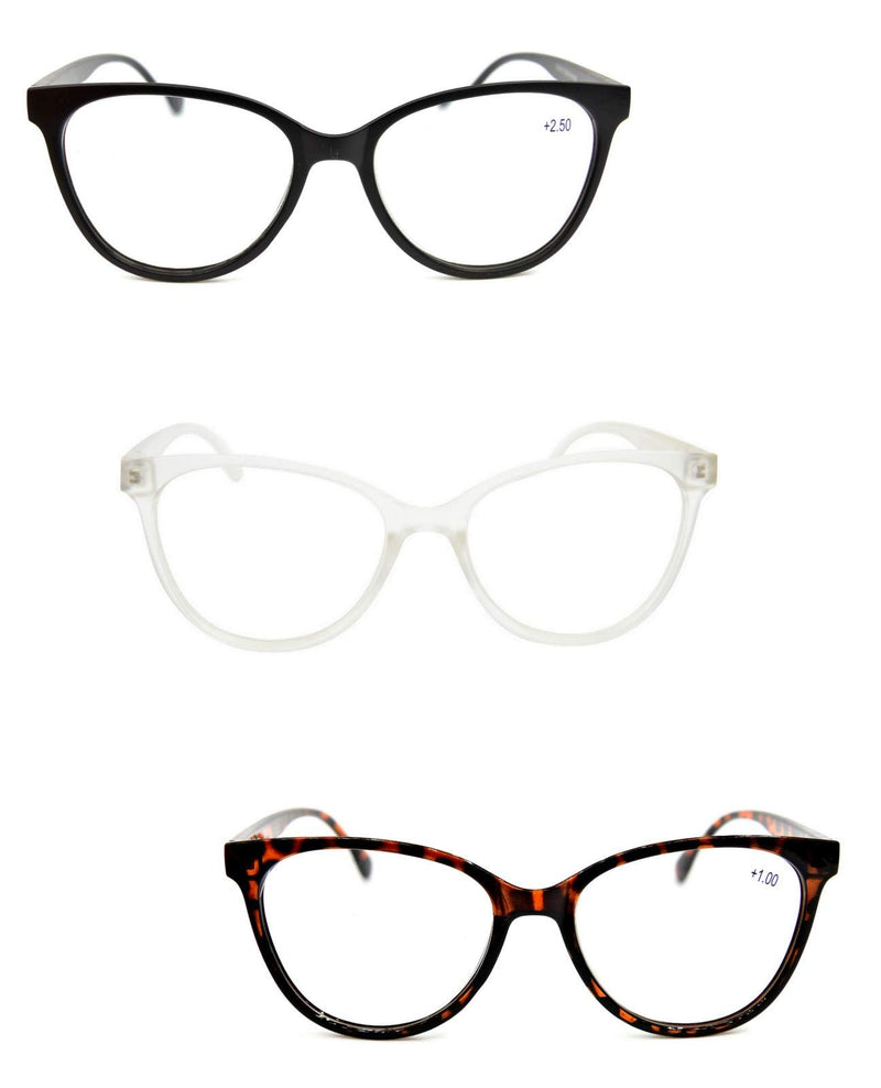 Stylish Cat Eye Oversized Reading Glasses Retro 1950/60s Metal Hinges DX61 Black 1.0 x - BeesActive Australia