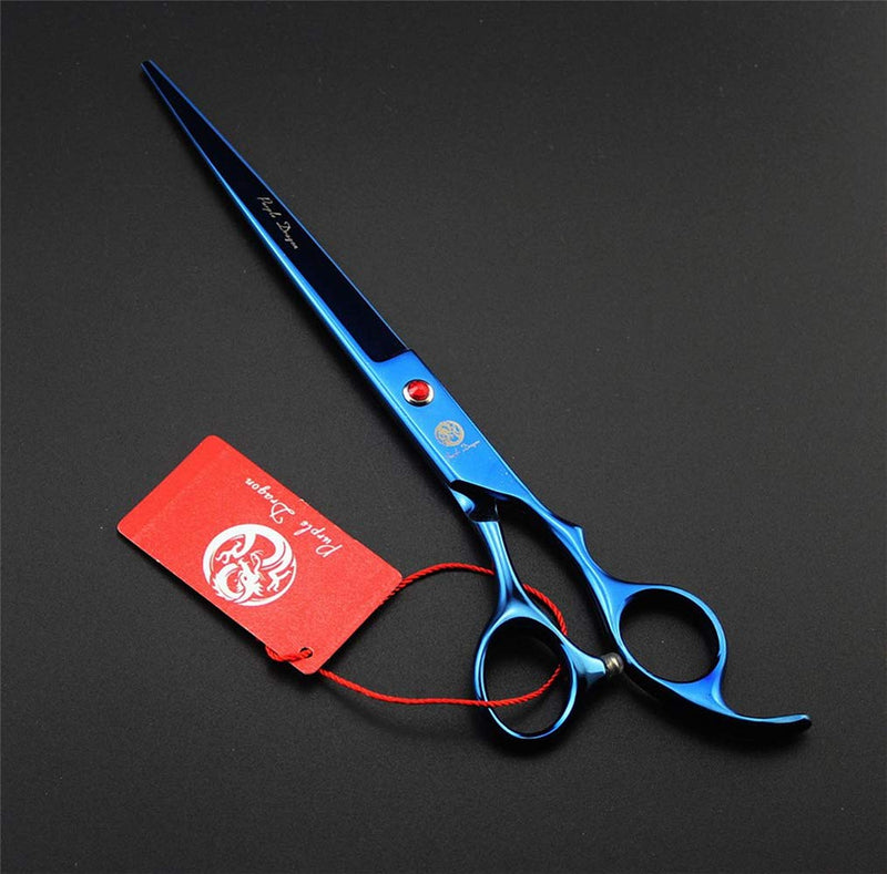 Purple Dragon 8.0" Titanium Multicolor Professional Pet Grooming Scissors Set,Straight & Thinning & Curved Scissors Shear with Bag for Dog Cat Grooming Blue - BeesActive Australia