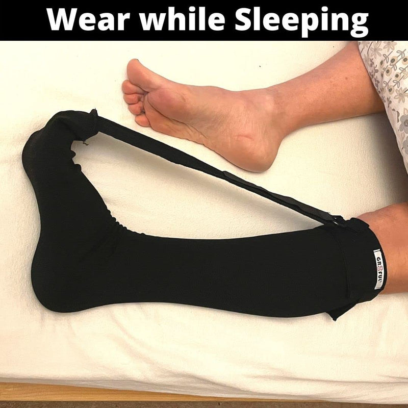 gr8ful® Plantar Fasciitis Night Sock Brace | Dorsal Splint Compression Socks for Achilles Tendonitis & Plantar Fasciitis Treatment | Provides a gentle stretch overnight | Lightweight | Black (l/xl) l/xl - BeesActive Australia