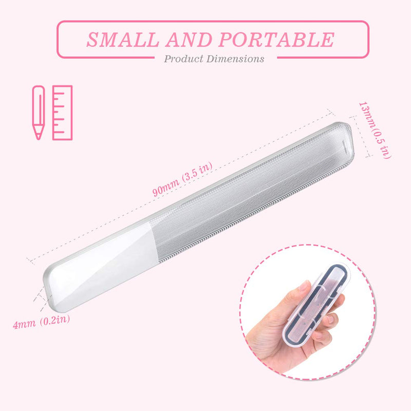 Luoran Nano Glass Nail File Crystal Nail Shiner Mini Buffer Block with Portable Case for Natural Nail Care 3.5 Inch - BeesActive Australia