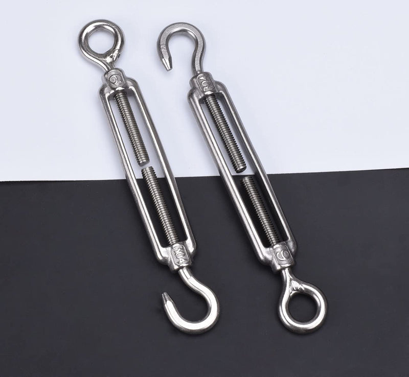 M6 15/64"Turnbuckle,Alele Stainless Steel Hardware Kit for Wire Rope Tension Heavy Duty UV Resistant for Sun Shade sail Installation Waterproof Anti Rust 8pcs (M6 Turnbuckle) M6 Turnbuckle - BeesActive Australia