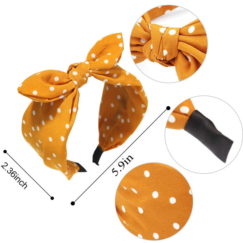 Polka Dot Headband for Women Bow Knot Fabric Headbands Knotted Hair Bands Twisted Headwrap Bunny Ear Wide Hair Hoops Hair Accessories Pack of 3pcs - BeesActive Australia