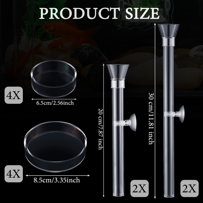 12 pieces Shrimp Feeding Tube and Dish Set, 4 Acrylic Shrimp Feeding Tube Shrimp Feeder Tube 8 Aquarium Shrimp Feeding Dish Clear Bowl Fish Tank Feeding Supplies for Shrimp Betta Tropical Fish, 2 Size - BeesActive Australia